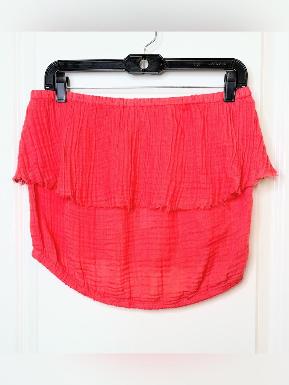 Michael Stars Fleur Strapless Top Double Gauze Passionfruit Coral NWT Medium